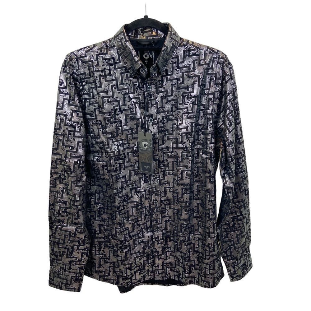 Brand new with Tags Men’s Fried Denim Brand Silver and Black Button Down‎ Small